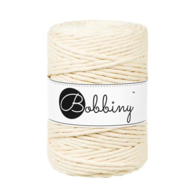 Bobbiny, kroucená šňůra Macramé, 5 mm, 100 m, máslová žlutá