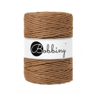 Bobbiny, kroucená šňůra Macramé, 5 mm, 100 m, karamelová barva