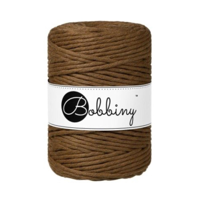 Bobbiny, kroucená šňůra Macramé, 5 mm, 100 m, ořechově hnědá