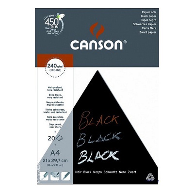 Canson blok černý, A4, 240g / m2, 20 listů