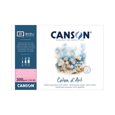 CANSON Skicák Coton dArt akvarelový blok HP 300 g, 36 x 51 cm, 20 listů  