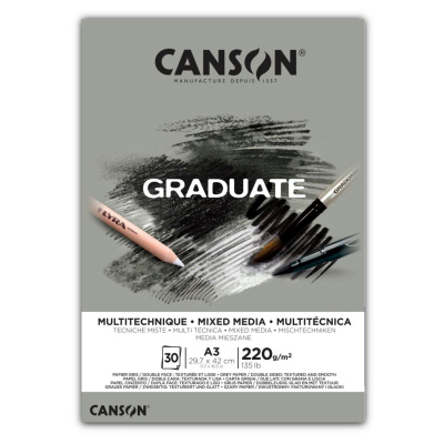 CANSON Skicák Graduate Mixed Media grey A3, 220 g, 30 listů 