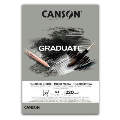 CANSON Skicák Graduate Mixed Media grey A4, 220 g, 30 listů 