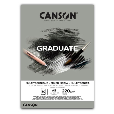 CANSON Skicák Graduate Mixed Media grey A5, 220 g, 30 listů 