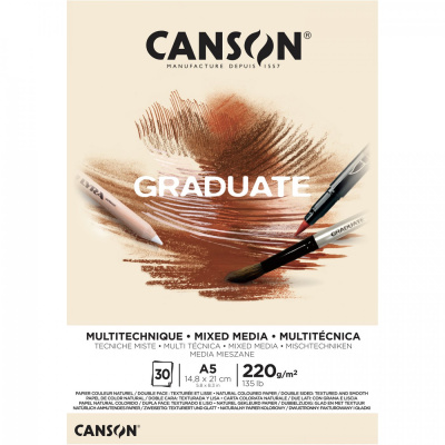 CANSON Skicák Graduate Mixed Media natural A5, 220 g, 30 listů 