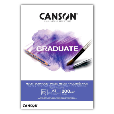 CANSON Skicák Graduate Mixed Media white A3, 200 g, 20 listů 