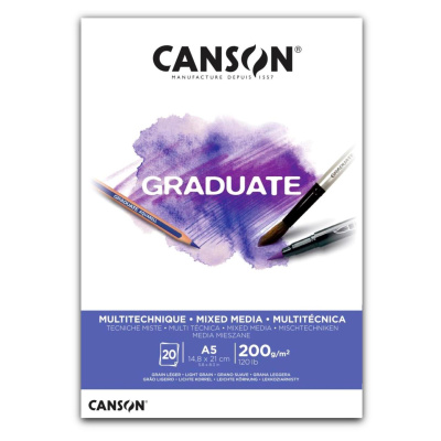 CANSON Skicák Graduate Mixed Media white A5, 200 g, 20 listů 