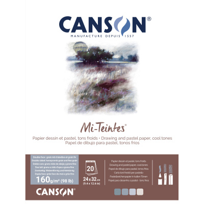 CANSON Skicák Mi-Teintes, odstíny grey/blue, 24 x 32 cm, 160 g, 20 listů
