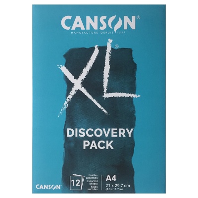 CANSON XL Discovery Pack Akvarel a kombinovaná technika, A4, 12 listů