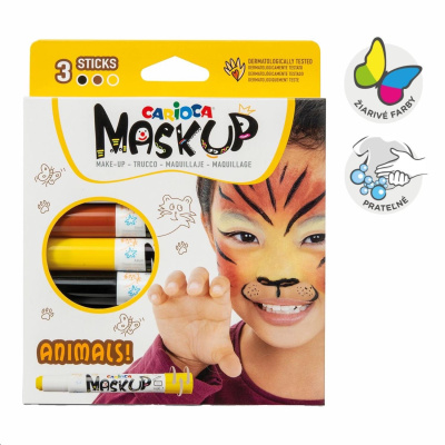 CARIOCA, Barvy na obličej v tyčince ANIMALS, 3 ks