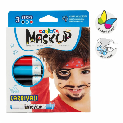 CARIOCA, Barvy na obličej v tyčince CARNIVAL, 3 ks 