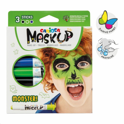 CARIOCA, Barvy na obličej v tyčince MONSTER, 3 ks 