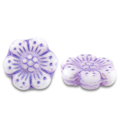 České korálky, květina, 14 mm, lilavá