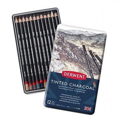 Derwent, Sada pastelek TINDED CHARCOAL, 12 ks