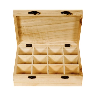 Dřevěná krabička na čaj, 12 přihrádek