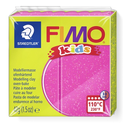 FIMO Kids, 42 g, 262 růžová se třpytkami