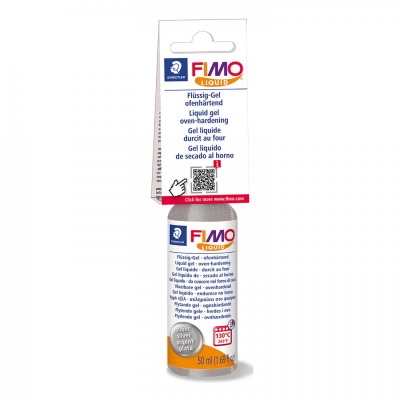 FIMO Liquid Deco Gel 50 ml, tekutý polymer, stříbrný