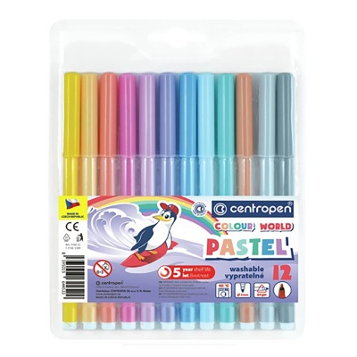 Fixy pro děti CENTROPEN, Colour World Pastel sada 12 ks