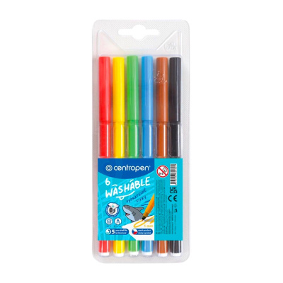 Fixy pro děti CENTROPEN, vypratelné, sada 6 ks 