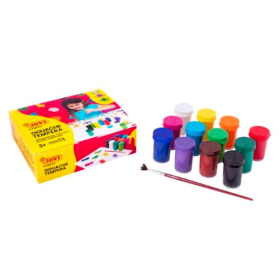 Tempera barvy JOVI Premium se štětcem, 12 x 15 ml  