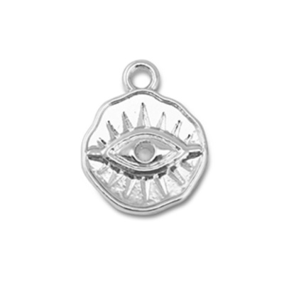 Kovový přívěsek, 15 x 12 mm, heart Eye of Providence stříbrná