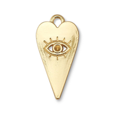 Kovový přívěsek, 22,5 x 11,5 mm, heart Eye of Providence zlatá