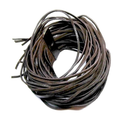 Kožený řemínek plochý, 2 mm, tmavě hnědý, 90 - 100 cm