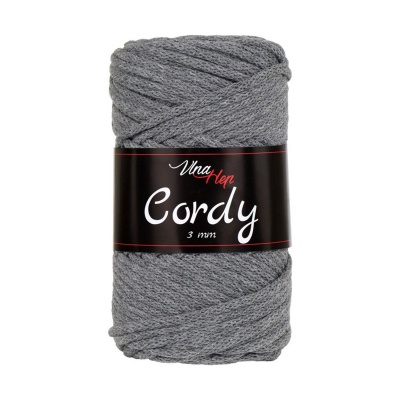 Macramé pletená šňůra Cordy, 3 mm, 100 m, 8232 šedá