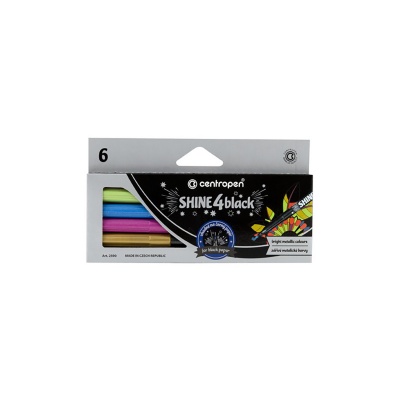 Metalické fixy CENTROPEN, Shine 4 black, sada 6 ks