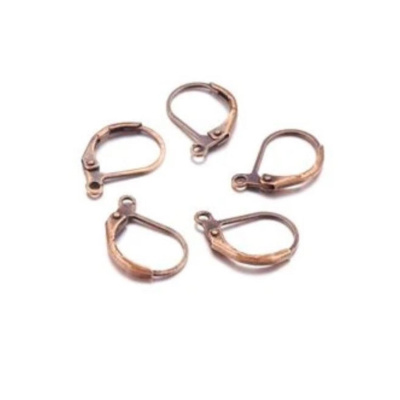 Náušnicové zapínání s očkem 13 x 10 mm, staroměď, 1 pár 