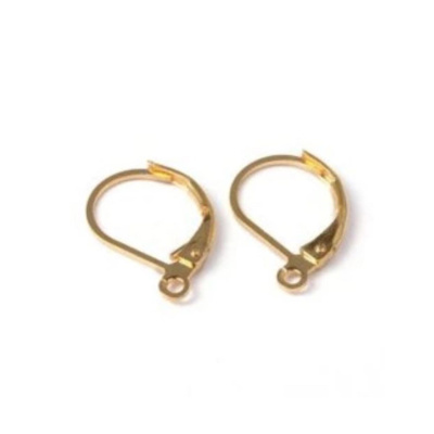 Náušnicové zapínání s očkem 13 x 10 mm, zlaté, 1 pár