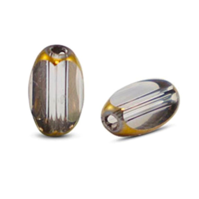Oválný skleněný korálek, 6 x 2,5 mm, 10 ks, transparentní šedo-zlatý 