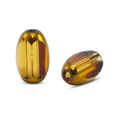 Oválný skleněný korálek 6 x 2,5 mm, 10 ks , průhledný žlutě-zlatý 
