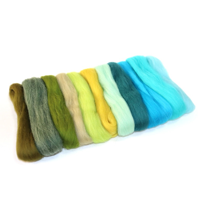 Ovčí rouno na plstění, 50 g, MIX WATER, 12 ks  