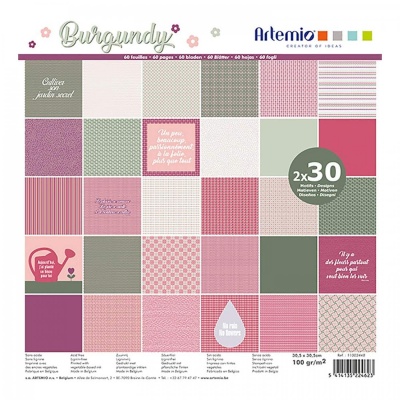 Papír na scrapbooking, Burgundy, 60 ks, 100 g