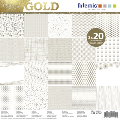 Papír na scrapbooking, Foil Gold, 40 ks, 100 g