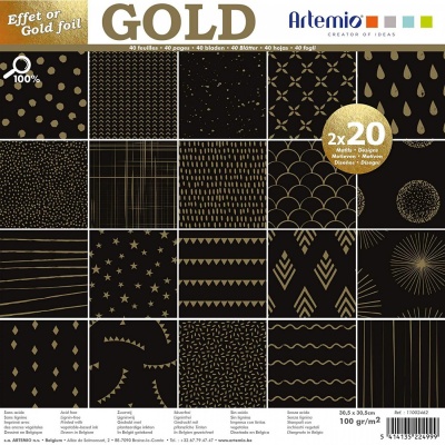 Papír na scrapbooking, Gold, 40 ks, 170 g