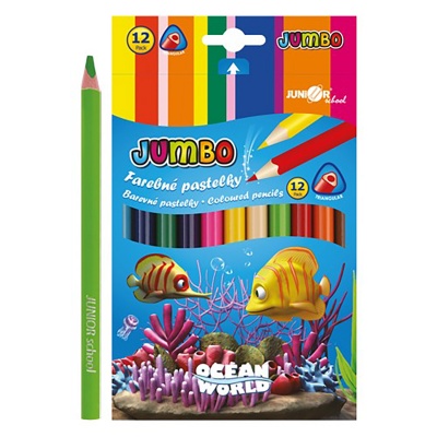 Pastelky Ocean World JUMBO, trojhranné 12 ks