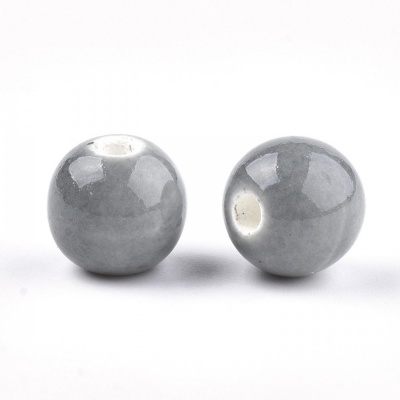 Porcelánová korálek, 8 mm, šedá