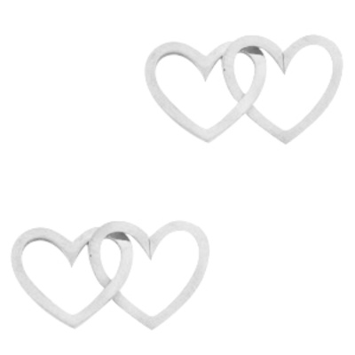 Přívěsek z nerezové oceli, dvojité srdce stříbrné