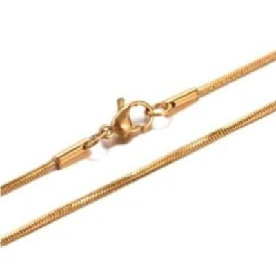 Hadí řetízek s karabinkou z oceli 0,9 mm, zlatý, délka 45 cm 