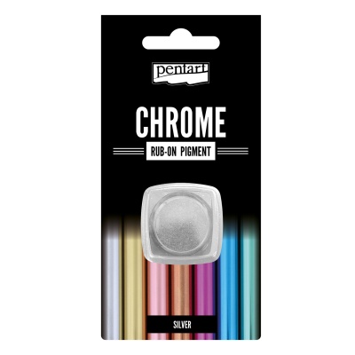 Rub-on pigmentový prášek, barevný-chromový efekt, 0,5 g, stříbro