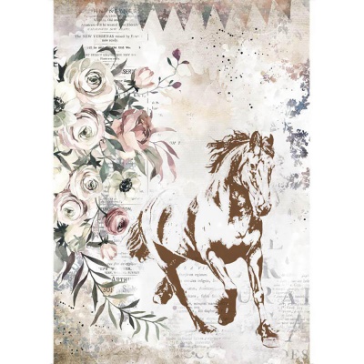 Rýžový papír, A4, Romantic Horses running horse