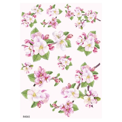 Rýžový papír, A4, kvetoucí jabloň, růžové pozadí