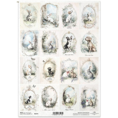Rýžový papír na decoupage, A4, jarní zvířátka
