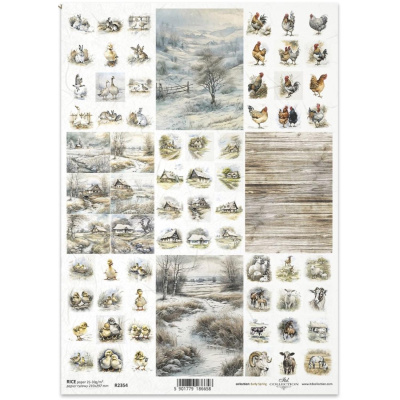Rýžový papír na decoupage, A4, motiv Venkov