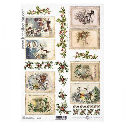 Rýžový papír na decoupage, A4, Vánoční obrázky