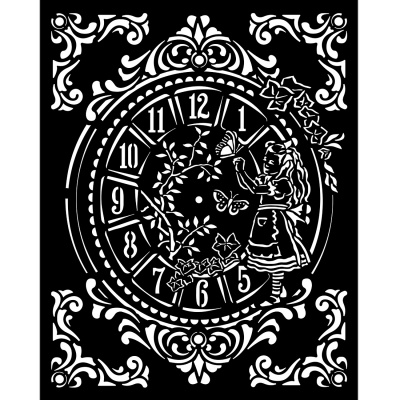 Šablona, Stamperia, 20 x 25 cm, Alice clock