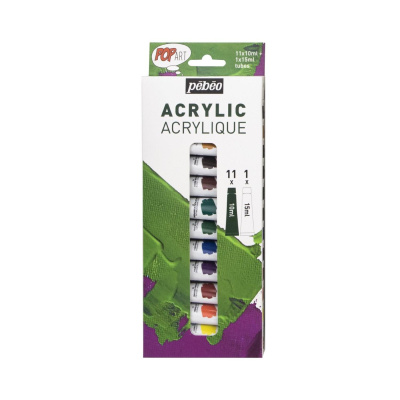 Sada akrylových barev Pop Art, 11 x 10 ml + 1 x 15 ml 