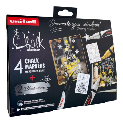 Sada křídových popisovačů, UNI Chalk 5M, 1,8 - 2,5 mm, NORDIC 